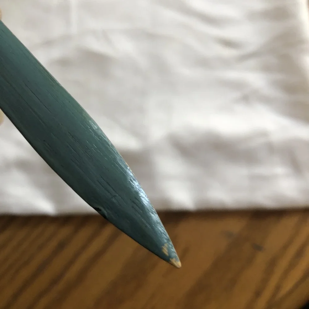 Letter Opener Wooden Hummingbird Hand Painted Hand Carved Art Vintage
